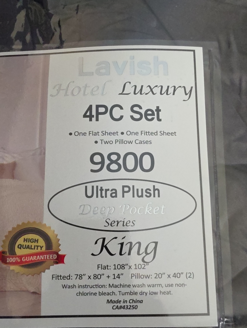 9800 Ultra Plush King 4PC Sheet Set - Soft Black